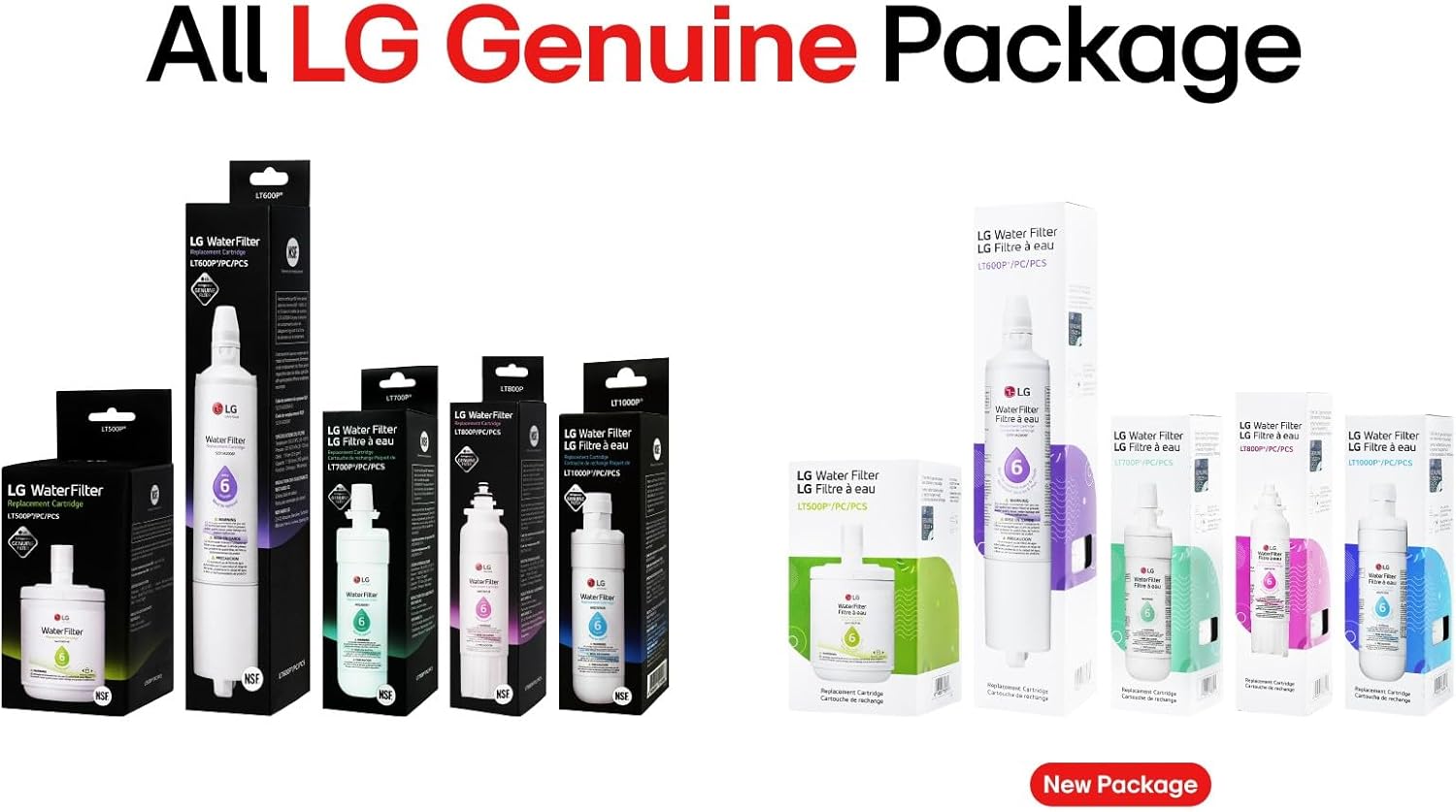 LG LT700P- 6 Month / 200 Gallon Capacity Replacement Refrigerator Water Filter (NSF42 and NSF53) ADQ36006101, ADQ36006113, ADQ75795103, or AGF80300702 , White , Select Pack
