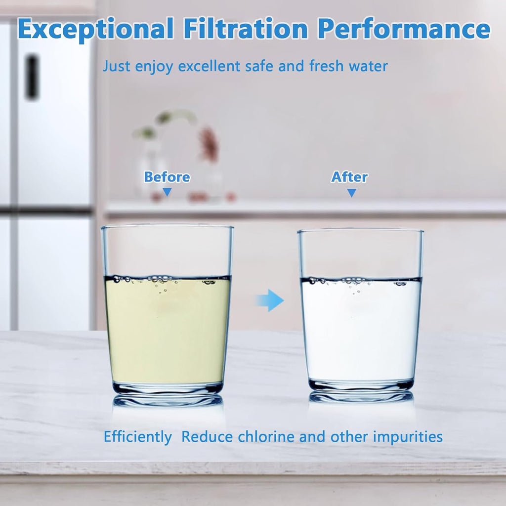 XWF (Not XWFE, NO Chips), Refrigerator Water Filter Compatible with GE XWF, GBE21, GDE21, GDE25, GFE24, NSF/ANSI 42&372 Certified, 6 Month / 300 Gallon 1 pack, 2 pack, 3 pack, 4 pack