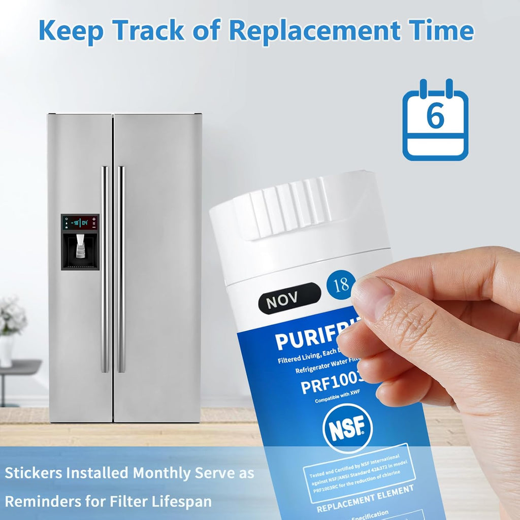 XWF (Not XWFE, NO Chips), Refrigerator Water Filter Compatible with GE XWF, GBE21, GDE21, GDE25, GFE24, NSF/ANSI 42&372 Certified, 6 Month / 300 Gallon 1 pack, 2 pack, 3 pack, 4 pack