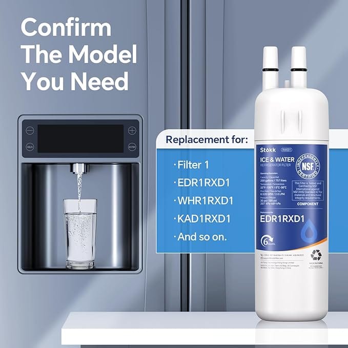 stokk edr1rxd1 replacement compatible with everydrop filter 1, edr1rxd1b, whirlpool w10295370a, p8rfwb2l, p4rfwb, p5wb2l, 46 9081, 46 9930, rw001 refrigerator water filter, 3 pack