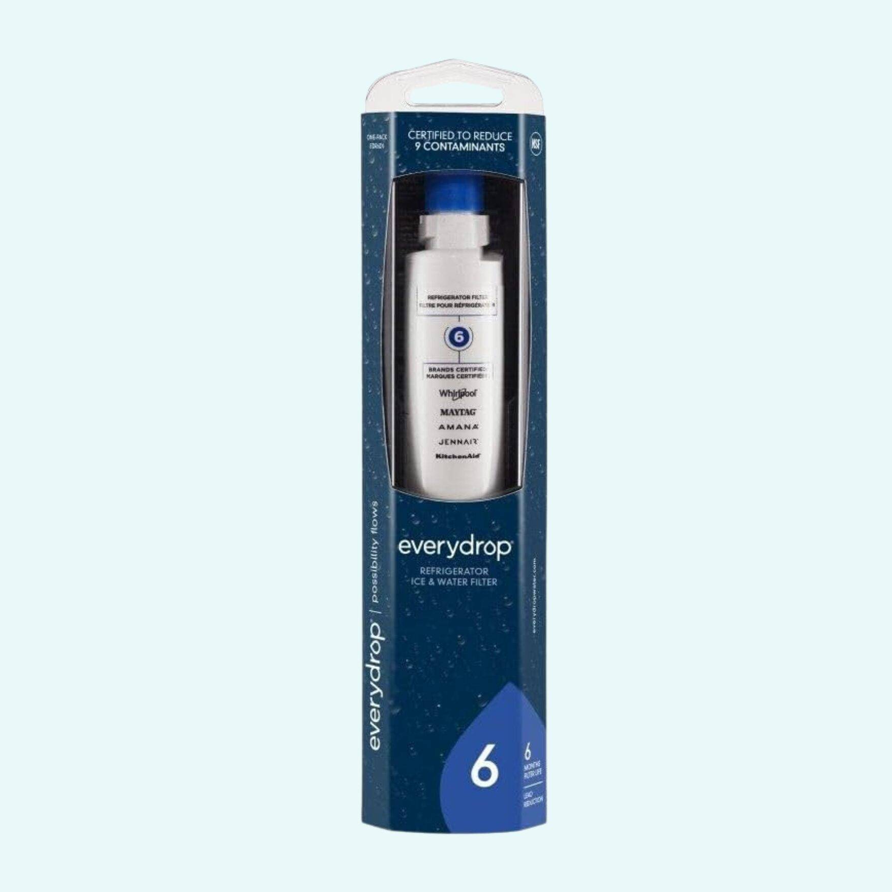 everydrop® by whirlpool ice and water refrigerator filter 6, edr6d1, single pack, white