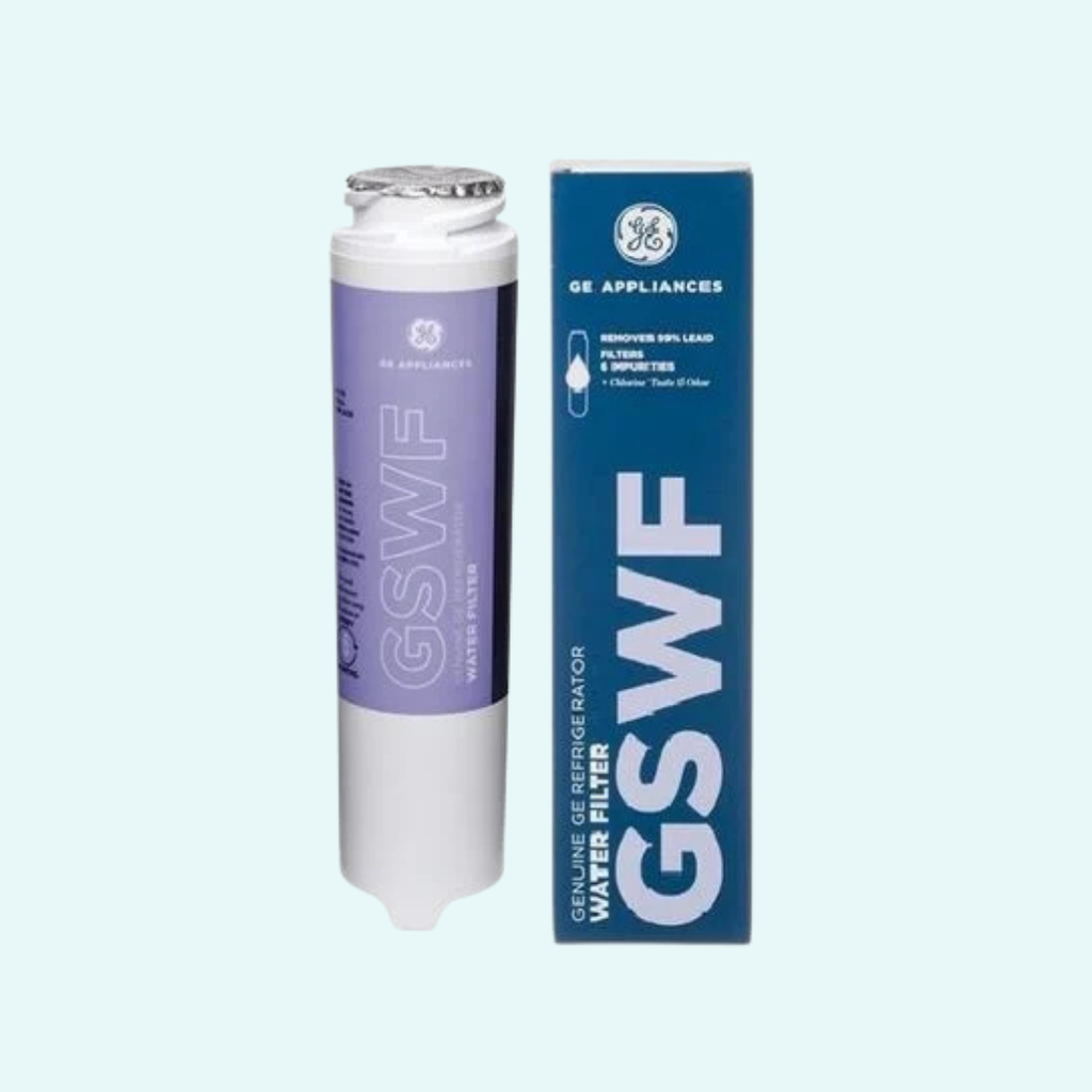 GE GSWF refrigerator water filter, front view