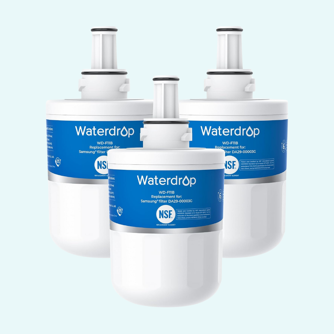 Waterdrop DA29-00003G Refrigerator Water Filter, Replacement for Samsung®, DA29-00003B, DA29-00003A, Aqua-Pure Plus, HAFCU1, RFG237AARS, FMS-1, RS22HDHPNSR, RSG257AARS, 3 Filters (Package May Vary)